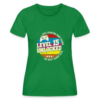Original 2009 Vintage Level 15 Freischaltung - Frauen Funktions-T-Shirt - Kelly Green - Vorne - AI Model Female 172 dark (172cm)