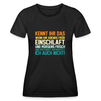 Faulenzer Langschläfer Motivation - Frauen Funktions-T-Shirt - Schwarz - Vorne - AI Model Female 172 light (172cm)