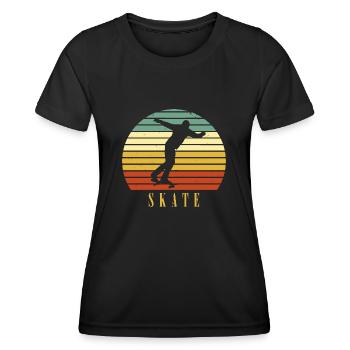 Retro Skater Cooles Skateboard Jungs Geschenk - Frauen Funktions-T-Shirt - Schwarz - Vorne - AI Model Female 172 light (172cm)
