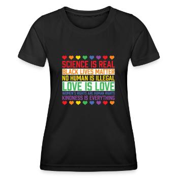 LBGT Flag Gay Pride Human Science is Real - Frauen Funktions-T-Shirt - Schwarz - Vorne - AI Model Female 172 light (172cm)
