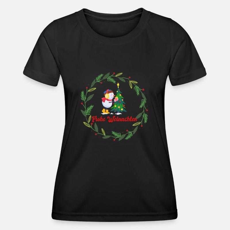 FROHE WEINACHTEN - Women's Functional T-Shirt - black