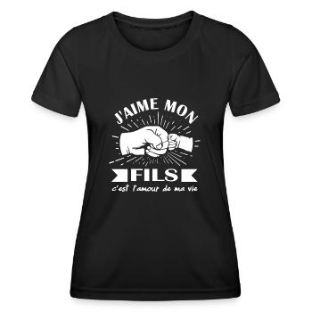 J'aime mon fils c'est l'amour de ma vie t-shirt - T-shirt sport Femme - noir - Devant - AI Model Female 172 light (172cm)