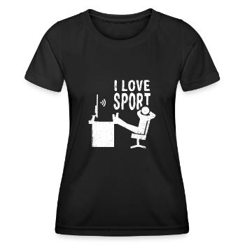 i love Sport lazy - Women's Functional T-Shirt - black - Front - AI Model Female 172 light (172cm)