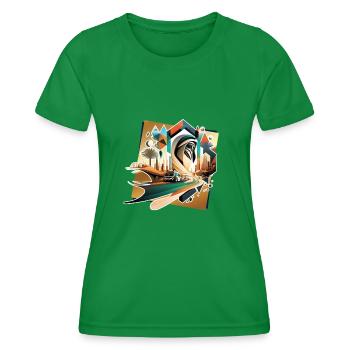 abstract uae in the future cartoon - Women's Functional T-Shirt - kelly green - Front - AI Model Female 172 dark (172cm)