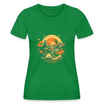 Melody of the Stormy Sea: Stormy Impressionism - Women's Functional T-Shirt - kelly green - Front - AI Model Female 172 dark (172cm)