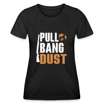 Pull Bang Dust Skeet Shooting Trapshooting - Frauen Funktions-T-Shirt - Schwarz - Vorne - AI Model Female 172 light (172cm)