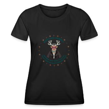 Rentier-Rebell auf der Flucht - Frauen Funktions-T-Shirt - Schwarz - Vorne - AI Model Female 172 light (172cm)