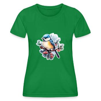 Blaumeise im Winter - Frauen Funktions-T-Shirt - Kelly Green - Vorne - AI Model Female 172 dark (172cm)