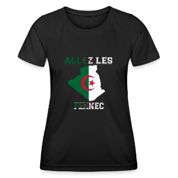 Allez LES fennec Maillot de Pied l'Algérie - T-shirt sport Femme - noir - Devant - AI Model Female 172 light (172cm)