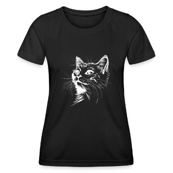 Cat, Cat Motif, Cat Face - Women's Functional T-Shirt - black - Front - AI Model Female 172 light (172cm)