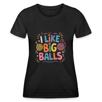 Knitting humor with cheeky charm - Women's Functional T-Shirt - black - Front - AI Model Female 172 light (172cm)