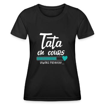 Future Tata en Cours Annonce Grossesse Pour Tante - T-shirt sport Femme - noir - Devant - AI Model Female 172 light (172cm)