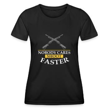 Funny Duck Hunting Design Hunters Hunting Ducks Design - Women's Functional T-Shirt - black - Front - AI Model Female 172 light (172cm)