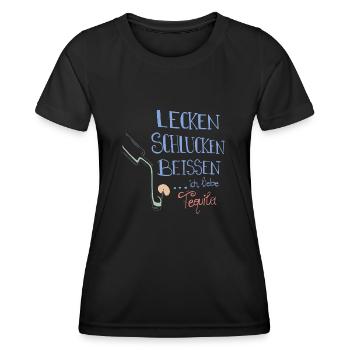 Lecken Schlucken Beissen Ich Liebe Tequila - Frauen Funktions-T-Shirt - Schwarz - Vorne - AI Model Female 172 light (172cm)
