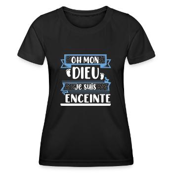 Oh mon dieu je suis enceinte t-shirt femme - T-shirt sport Femme - noir - Devant - AI Model Female 172 light (172cm)