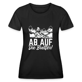 Skifahren Skipiste Ab auf die Bretter - Frauen Funktions-T-Shirt - Schwarz - Vorne - AI Model Female 172 light (172cm)