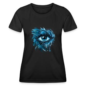 Blaues Schutz Auge Nazar Horus Amulett Evil Eye - Frauen Funktions-T-Shirt - Schwarz - Vorne - AI Model Female 172 light (172cm)