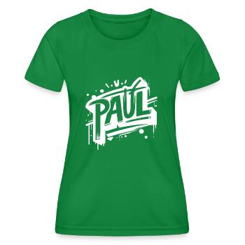 Paul Name Graffiti - Women's Functional T-Shirt - kelly green - Front - AI Model Female 172 dark (172cm)
