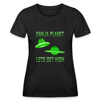 Cannabis Alien High - Frauen Funktions-T-Shirt - Schwarz - Vorne - AI Model Female 172 light (172cm)