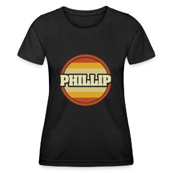 Prénom Phillip - T-shirt sport Femme - noir - Devant - AI Model Female 172 light (172cm)