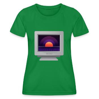 CRT Design - Fond d'écran retro futur - T-shirt sport Femme - vert - Devant - AI Model Female 172 dark (172cm)