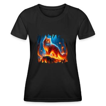 Enchanted Fire Feline - Women's Functional T-Shirt - black - Front - AI Model Female 172 light (172cm)