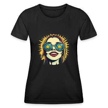 Starry Eyed : Votre style rétro lumineux ! - T-shirt sport Femme - noir - Devant - AI Model Female 172 light (172cm)