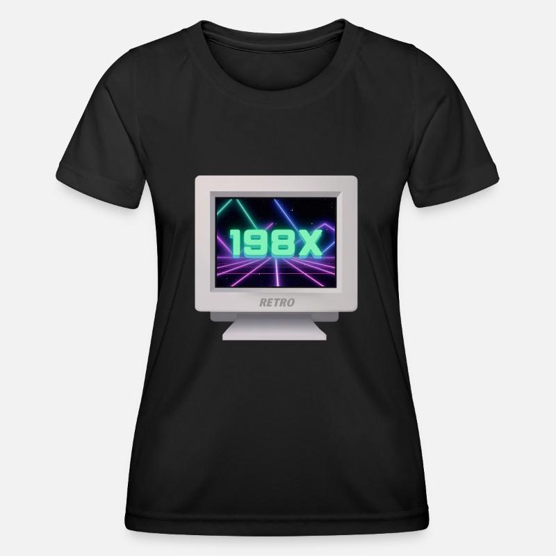 CRT Design - Retro 80's - Women's Functional T-Shirt - black
