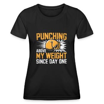 Seit dem ersten Boxertag über meinem Gewicht liegend - Frauen Funktions-T-Shirt - Schwarz - Vorne - AI Model Female 172 light (172cm)