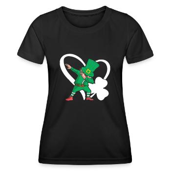 Dabbing St. Patty Kleeblatt Hut Herz - Frauen Funktions-T-Shirt - Schwarz - Vorne - AI Model Female 172 light (172cm)