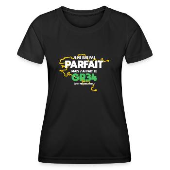 GR34 Grande Randonnée Bretagne trekking marche - T-shirt sport Femme - noir - Devant - AI Model Female 172 light (172cm)