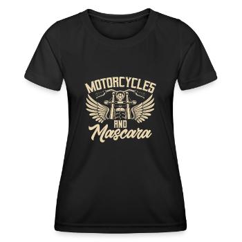 Femmes Moto Motard Fille MotoCycliste - T-shirt sport Femme - noir - Devant - AI Model Female 172 light (172cm)