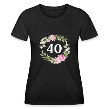 40. Geburtstag Blumen Motive Vierzigster 40 - Frauen Funktions-T-Shirt - Schwarz - Vorne - AI Model Female 172 light (172cm)
