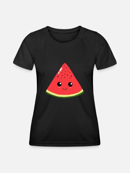 Melone Gesicht lächelnd - Frauen Funktions-T-Shirt - Schwarz