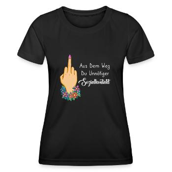Aus Dem Weg Du Unnötiger Sozialkontakt - Frauen Funktions-T-Shirt - Schwarz - Vorne - AI Model Female 172 light (172cm)