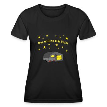 one million star hotel faltcaravan - Frauen Funktions-T-Shirt - Schwarz - Vorne - AI Model Female 172 light (172cm)