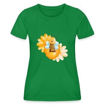Abeille mignonne avec des fleurs et des enfants doux au miel - T-shirt sport Femme - vert - Devant - AI Model Female 172 dark (172cm)