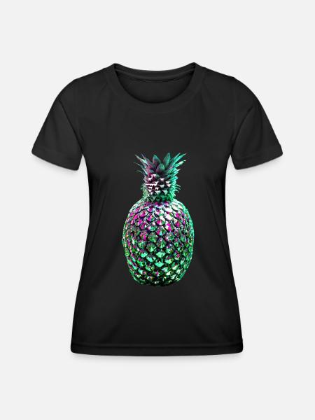 metall,ananas mit pailletten,Paillettenn,Ananas - Funktions-T-shirt dam - svart