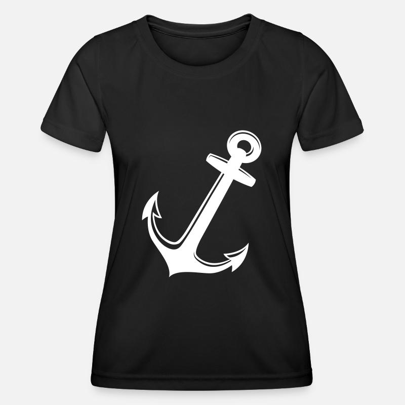 White anchor - Women's Functional T-Shirt - black