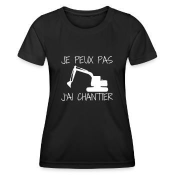 Je Peux Pas J'ai Chantier Travaux - T-shirt sport Femme - noir - Devant - AI Model Female 172 light (172cm)