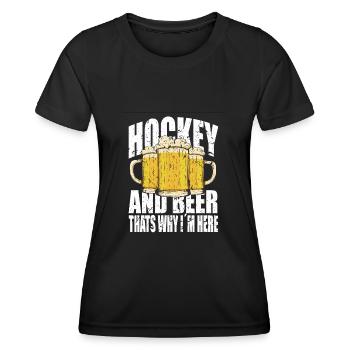 Hockey and beer saying funny - Women's Functional T-Shirt - black - Front - AI Model Female 172 light (172cm)