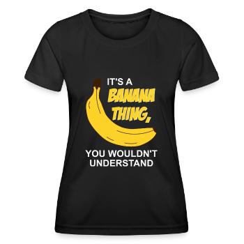 C’est un truc de banane - T-shirt sport Femme - noir - Devant - AI Model Female 172 light (172cm)