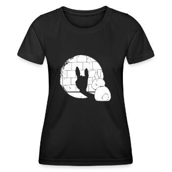 Rabbit Shadow Heavy Metal Hand Sign Shadow - Frauen Funktions-T-Shirt - Schwarz - Vorne - AI Model Female 172 light (172cm)
