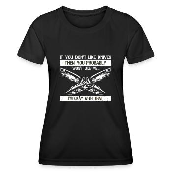 Knife Collector Designs Messerfan Knife Maker - Women's Functional T-Shirt - black - Front - AI Model Female 172 light (172cm)
