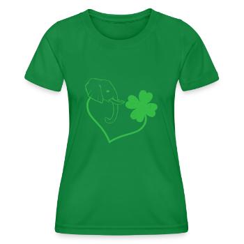 Elefant Kleeblatt Herz Kleeblatt - Frauen Funktions-T-Shirt - Kelly Green - Vorne - AI Model Female 172 dark (172cm)