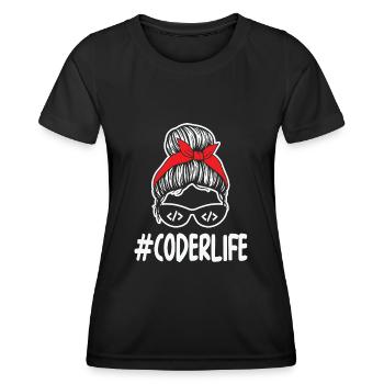 Mom Coding Mother Woman Coderlife - Women's Functional T-Shirt - black - Front - AI Model Female 172 light (172cm)