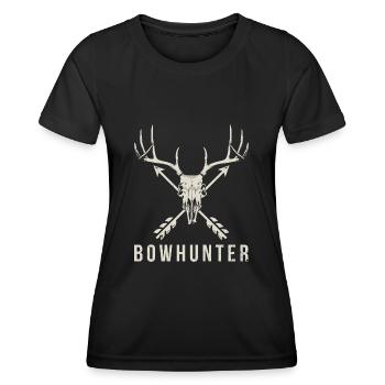 Bowhunter Deer Skull Minimalist Bowhunting Geschenk - Frauen Funktions-T-Shirt - Schwarz - Vorne - AI Model Female 172 light (172cm)