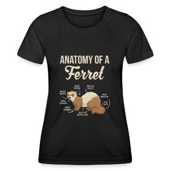 Frettchen Anatomie Lustige Tierliebhaber Pelzige Wildtiere - Frauen Funktions-T-Shirt - Schwarz - Vorne - AI Model Female 172 light (172cm)