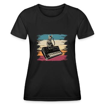 Modular Synthesizer Electronic Music Analog Cat - Women's Functional T-Shirt - black - Front - AI Model Female 172 light (172cm)