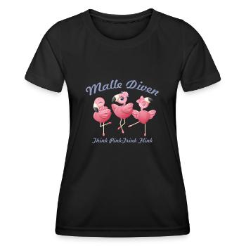 Malle Diven Think Pink Trink Flink Braut Geschenk - Frauen Funktions-T-Shirt - Schwarz - Vorne - AI Model Female 172 light (172cm)